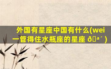 外国有星座中国有什么(wei一
管得住水瓶座的星座 🪴 )